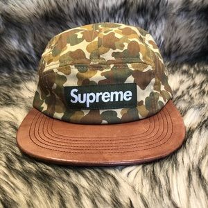 SOLD Supreme Camo Leather Camp Cap